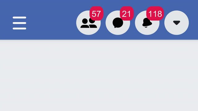 New incoming notification messages, friends, connection alert icon on empty page in application. Digital number counter. Social media platform. Popular post. Inbox
