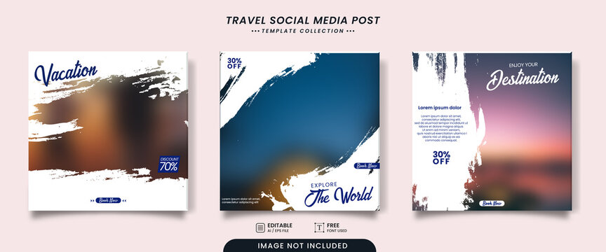 Editable template post for social media. Template for Instagram post, Facebook post, for corporate, company, tour tourism, advertisement, and business promotion. Vector illustration with photo college