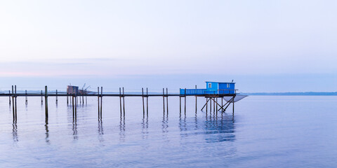 Hut of fishermen in blue sunset