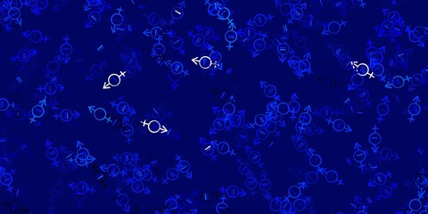 Light BLUE vector backdrop with woman's power symbols.