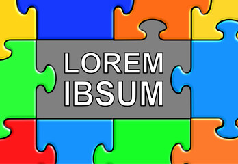 Fototapeta premium Werbefläche mit Rahmen aus bunten Puzzleteilen