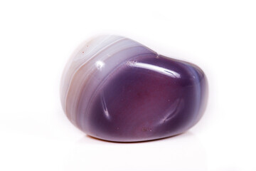 Macro mineral stone Agate Botswana gray on white background