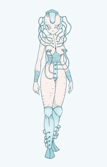 Futuristic cyber woman illustration