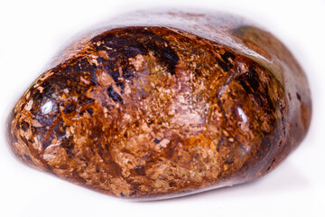 Macro mineral stone Bronze on white background