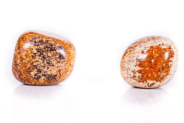 Macro mineral rock jasper landscape sandy on white background