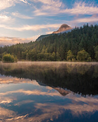 sunrise over the Glencoe lochan lake