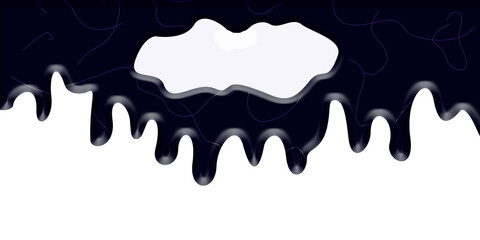 A rectangular web banner with the image of black streaks with thin, blue lines. It can be used for the design of articles about ecology, printing on textiles, a template for brochures, leaflets