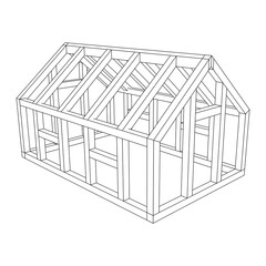 Greenhouse construction frame. Hothouse building object or framing house. Warm house Vector illustration. Glasshouse concept image