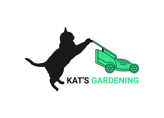 Kats Gardening Logo or Icon Design Vector Image Template