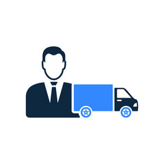 Person delivery transport shipping icon (Black and blue Vector illustration)