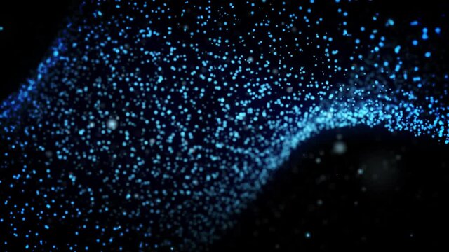 青のパーティクルのループ素材。粒子の未来的なサイバー背景