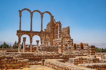 Ancient ruins in the city of Anjar, Lebanon. - obrazy, fototapety, plakaty