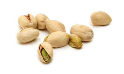 Pistachio nuts isolated on white background 
