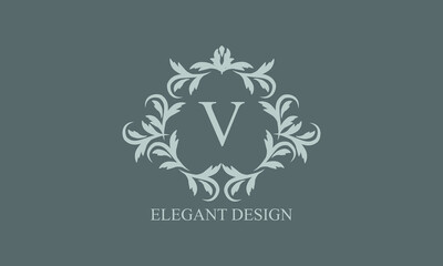 Exquisite monogram. Elegant emblem. Logo design with the letter V. Graceful business sign template, identity for restaurant, royalty, boutique, cafe, hotel, heraldic, jewelry, fashion.