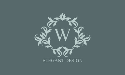 Exquisite monogram. Elegant emblem. Logo design with the letter W. Graceful business sign template, identity for restaurant, royalty, boutique, cafe, hotel, heraldic, jewelry, fashion.