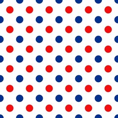 White and Red-blue Polka Dot seamless pattern. Vector background.