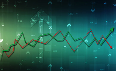 2d rendering Stock market online business concept. business Graph 
