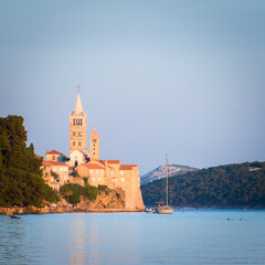 Obraz premium Monastery and church bell at city of rab croatia