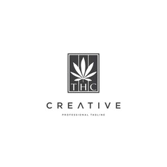 THC vector icon design template. Cannabis Logo Design Inspiration