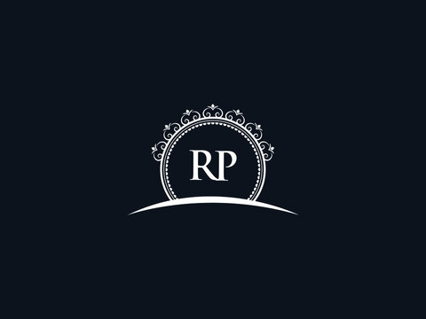 Luxury RP Letter, initial Black rp Logo Icon Vector For Hotel Heraldic Jewelry Fashion Royalty With Brand Identity and Print Template Image