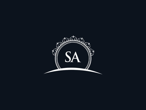 Luxury SA Letter, initial Black sa Logo Icon Vector For Hotel Heraldic Jewelry Fashion Royalty With Brand Identity and Print Template Image