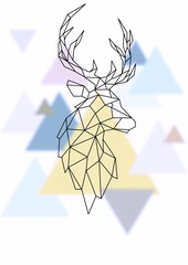 DEER HEAD LOW POLY BACKGROUND ANIMALS WILD NATURE 