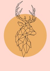 DEER HEAD LOW POLY BACKGROUND ANIMALS WILD NATURE 