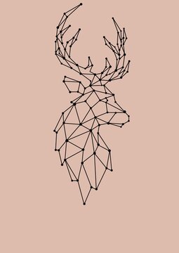 DEER HEAD LOW POLY BACKGROUND ANIMALS WILD NATURE © Andrii Yablonskyi