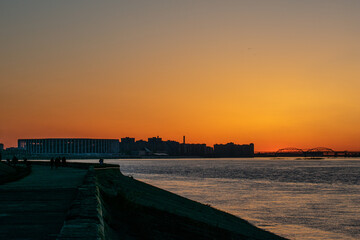 beautiful sunset on the River Volga. Nizhny Novgorod