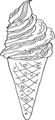  Sketch Ice cream cone  on white background. Vector illustration in doodle style