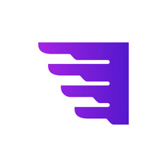Obraz premium Fast Shipping Initial Letter I Delivery Logo. Purple Gradient Shape with Geometric Wings Combination.