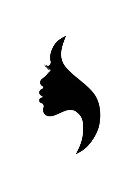 Black Afro African American young girl woman lady vector portrait head face profile silhouette hair hairstyle illustration,white background.Beauty Logo.Vinyl wall sticker decal.Laser plotter cutting.