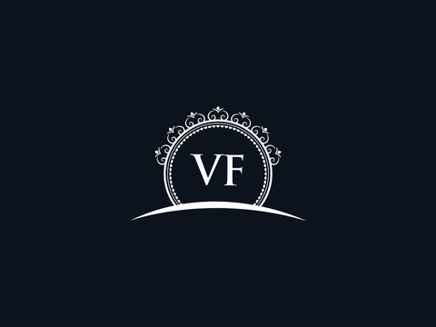 Luxury VF Letter, initial Black vf Logo Icon Vector For Hotel Heraldic Jewelry Fashion Royalty With Brand Identity and Print Template Image