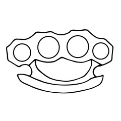 Hand draw illustration brass knuckles. Outline silhouette gangster theme.Logo design mafia