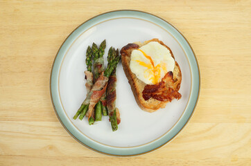 Poached  egg snack on tabletop