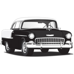 1950's Black Vintage Classic Car Illustration