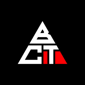 BCT triangle letter logo design with triangle shape. BCT triangle logo design monogram. BCT triangle vector logo template with red color. BCT triangular logo Simple, Elegant, and Luxurious Logo. BCT  