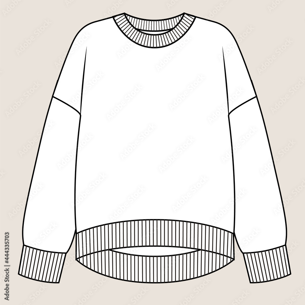 Canvas Prints Ribbed Sweater technical fashion illustration long sleeves, oversized.