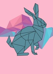 RABBIT LOW POLY BACKGROUND ANIMALS WILD NATURE 