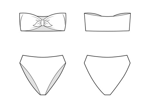 Bikini swimsuit for summer, fashion flat sketch template. Stock Vector |  Adobe Stock