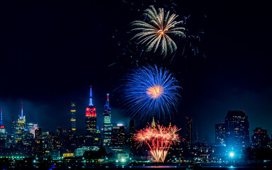 New York City July 4th Fireworks from far view