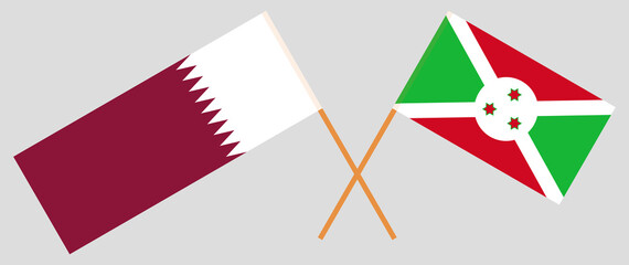 Crossed flags of Qatar and Burundi. Official colors. Correct proportion