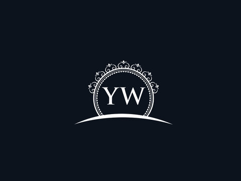 Luxury YW Letter, initial Black yw Logo Icon Vector For Hotel Heraldic Jewelry Fashion Royalty With Brand Identity and Print Template Image