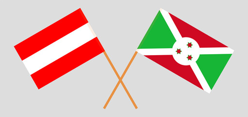 Crossed flags of Austria and Burundi. Official colors. Correct proportion
