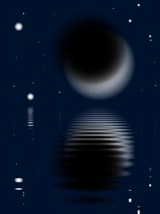 Obraz premium reflection of the moon in navy blue water