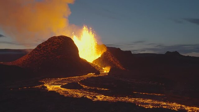 Lava Flow From Erupting Fagradalsfjall Volcano