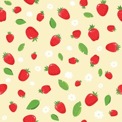Fototapeta na wymiar Strawberry patterns, Red strawberries isolated on a white background. Strawberry background. Vector illustration.