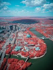 Otherworldly Infrared aerial view of the city of Winnipeg