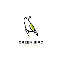 Fototapeta premium Green bird logo design. Elegant nature bird. using line art and flat style