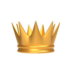 Gold crown isolated on white background. 3D render, 3D illustration